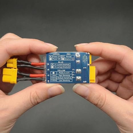 Smoke Stopper FPV Drone Fuse Saver with XT30 XT60 Connectors Smart Electronic Power Switch 1A 2A Threshold for Short Circuit and Overload Protection RC Quadcopter Build Repair