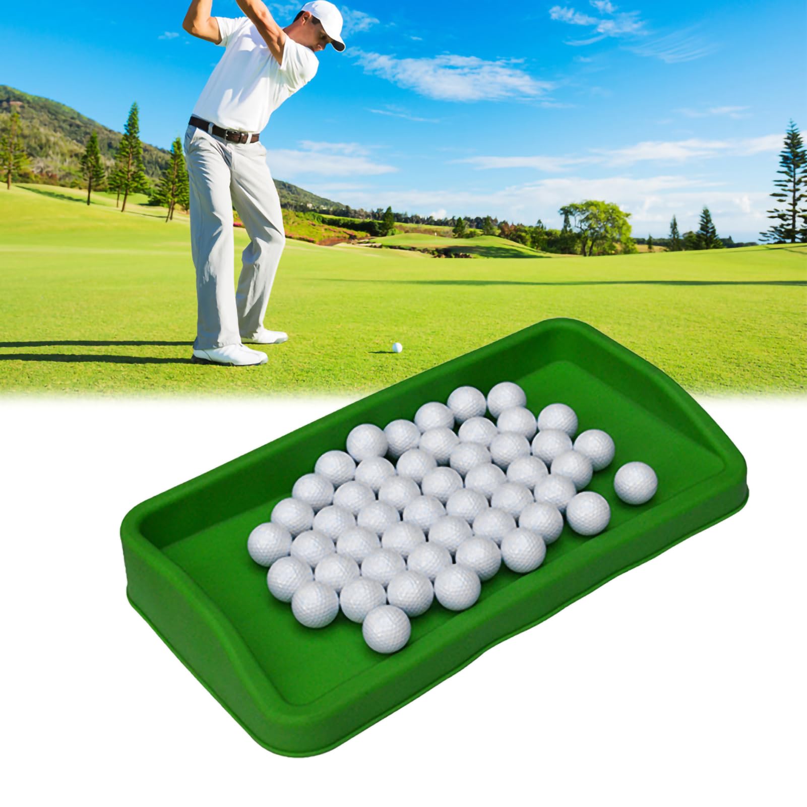 Alomejor Golf Tee Box Driving Hitting Mat Practice Box Golf Ball Serve Box for Home Backyard Indoor Outdoor 4 Drainage Holes
