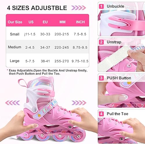 Miniatura 3 de Patines en línea ajustables para niños y niñas, patines de un solo rodillo para niños, mujeres, hombres, tamaño principiantes, exteriores e