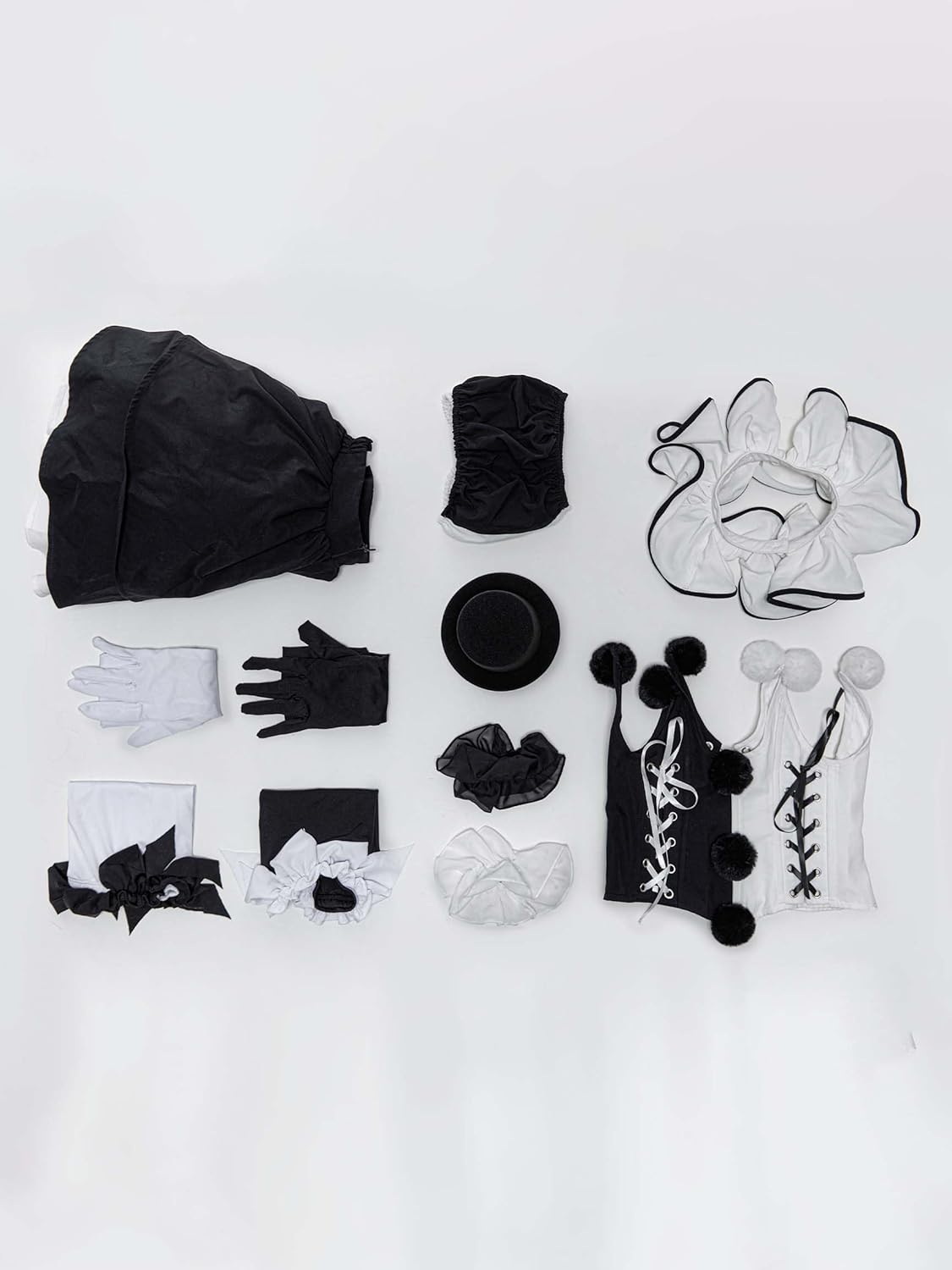 MEOWCOS Women's Goth Dress Halloween Gothic Black White Clashing Color Corset Skirt Set with Socks