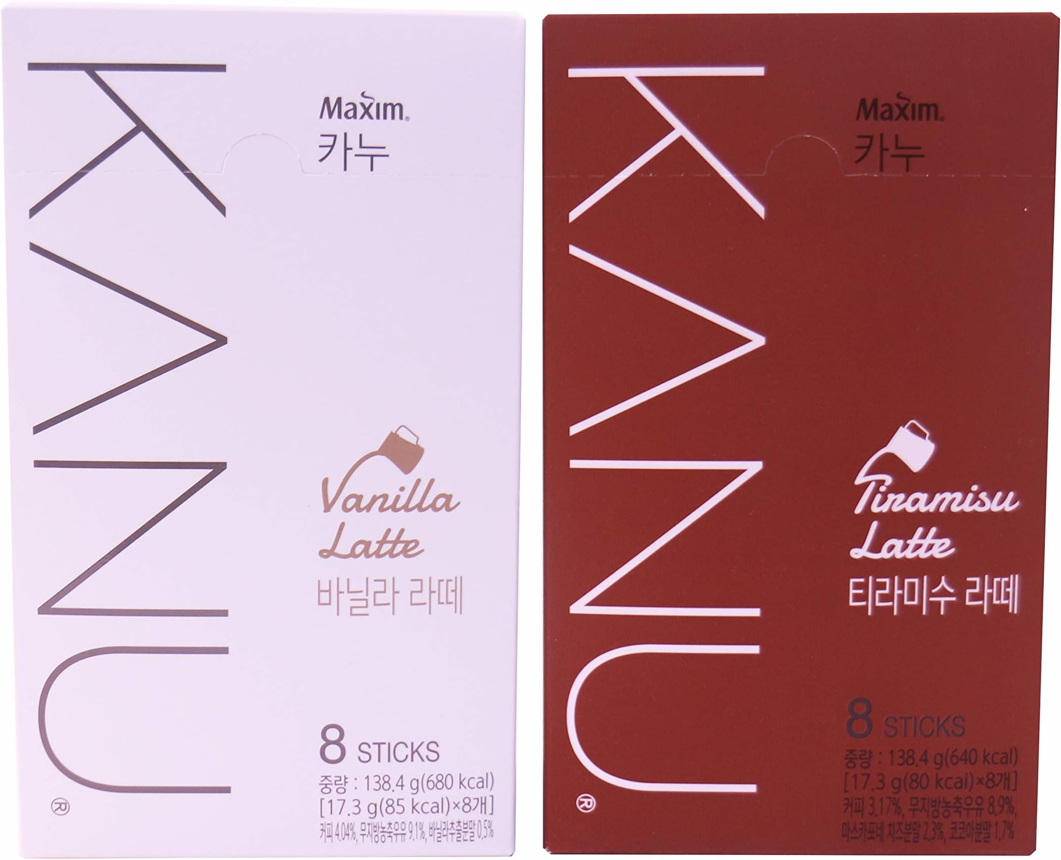 Maxim KANU Tiramisu Latte 8 Sticks, Vanilla Latte 8 Sticks