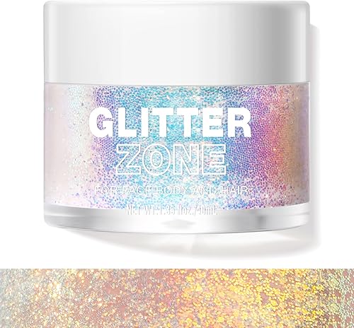 Miniatura 2 de LANGMANNI Holographic Body Glitter Gel for Body, Face, Hair and Lip.Color Changing Glitter Gel Under Light. Vegan & Cruelty Free-1.35 oz (1# Golden