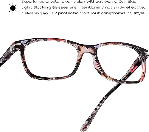 Miniatura 4 de Readerest Gafas de lectura con bloqueo de luz azul (floral, 3.25 de aumento), gafas de computadora a la moda para hombres y mujeres,