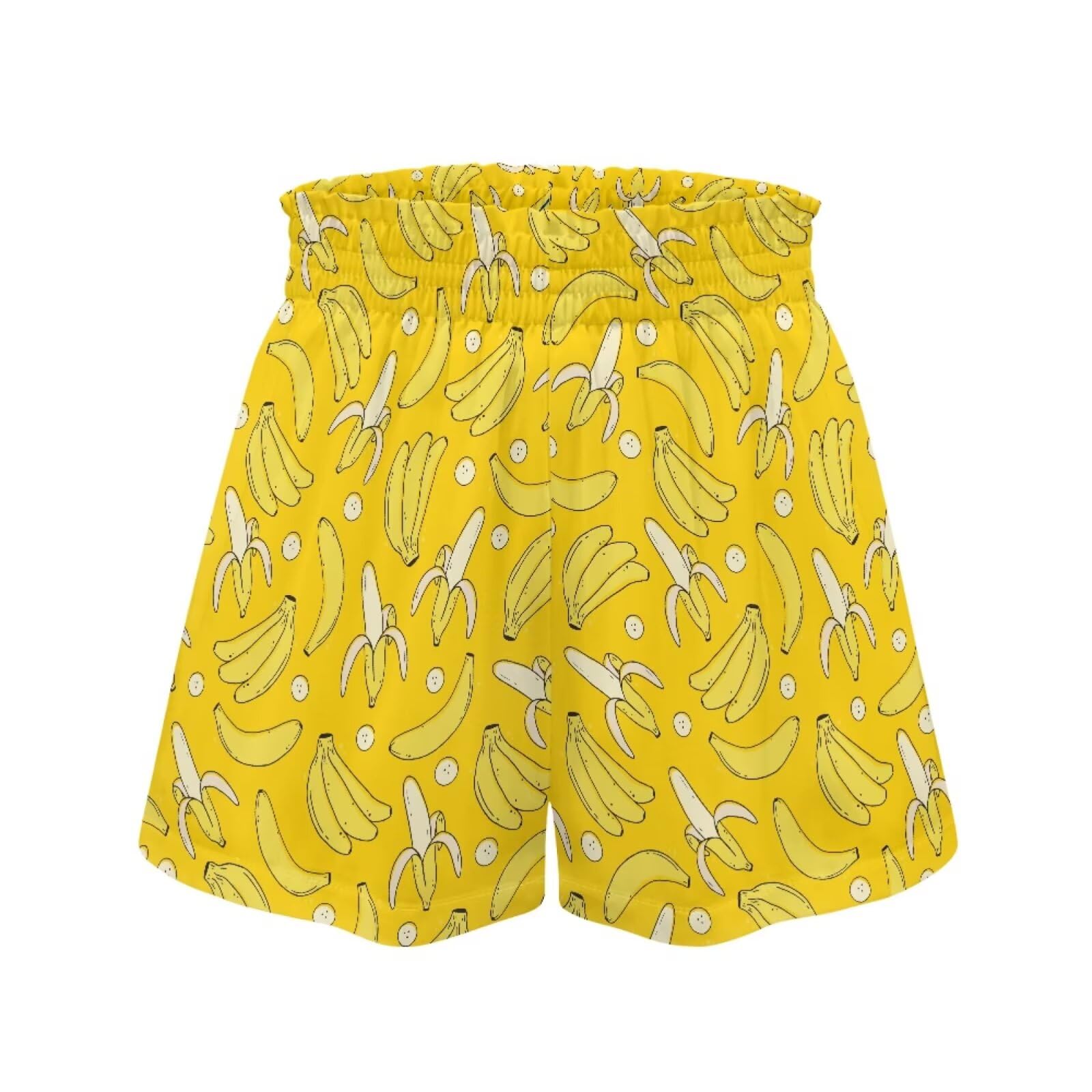 Yellow Banana Athletic Shorts for Women High Waist Running Workout Shorts Gym Summer Shorts with Pockets