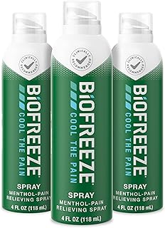 Biofreeze Pain Relief Aerosol Spray, Arthritis Pain Reliever, Knee & Lower Back Pain Relief, Sore Muscle Relief, Neck Pain Relief, FSA Eligible, 3 Pack (4 FL OZ Biofreeze Menthol Spray)