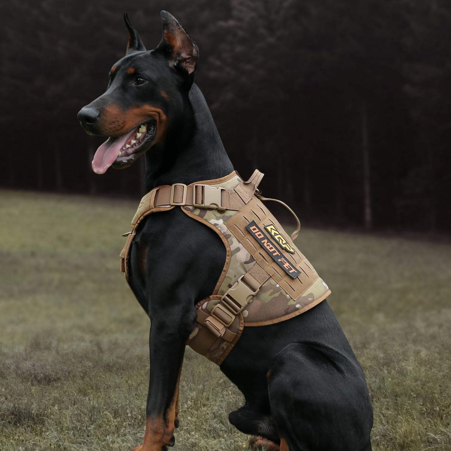 Tactical Dog Harness, No Pull Dog Harness, Military Dog Vest with Adjustable Metal Clips, Dog Harness for Large Medium Small Dogs, Service Dog Walking Training (UTX Buckle Camo, X-Large)