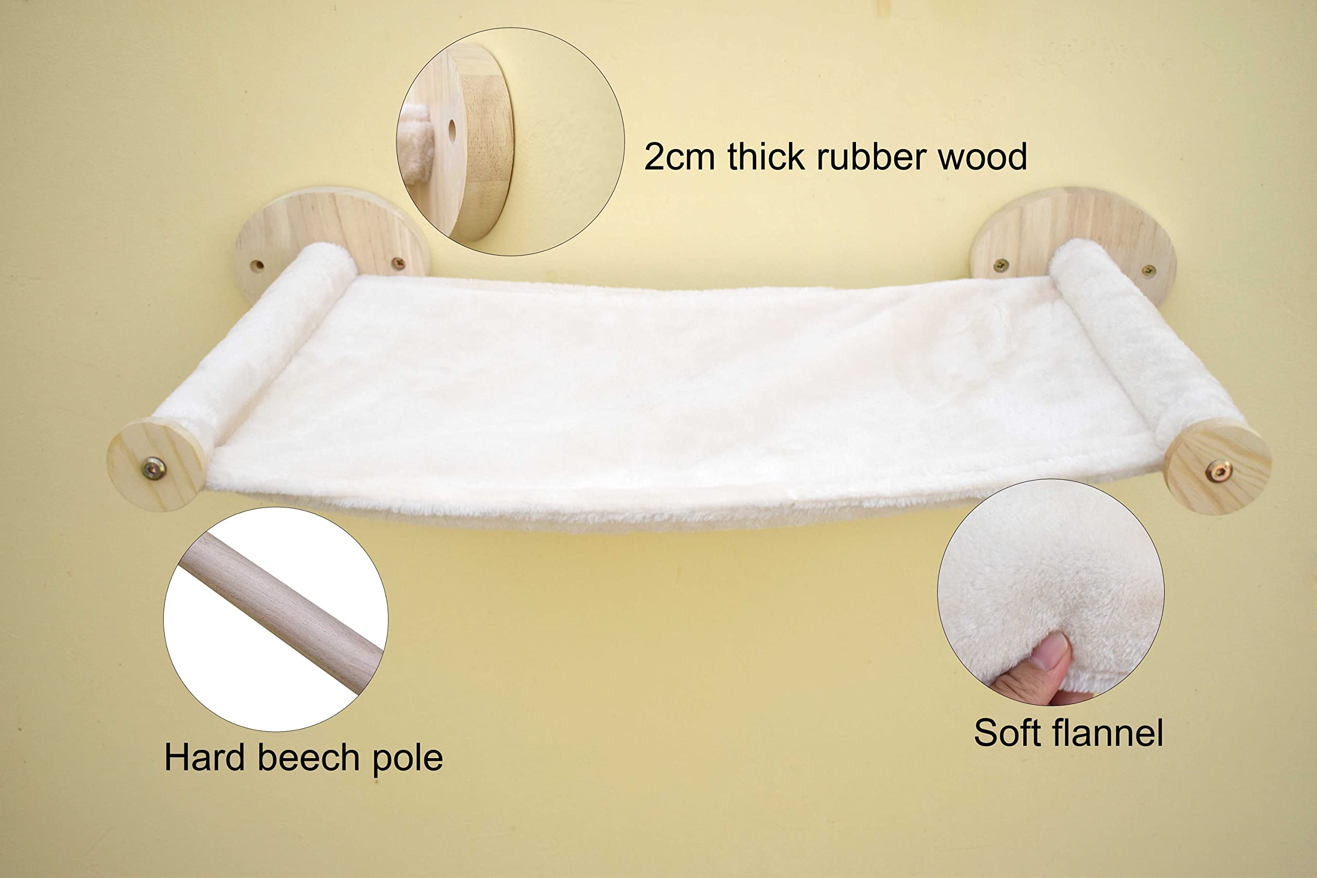 Estantes y camas de escalada para gatos, muebles para gatos montados en la pared con camas de franela suave (beige)