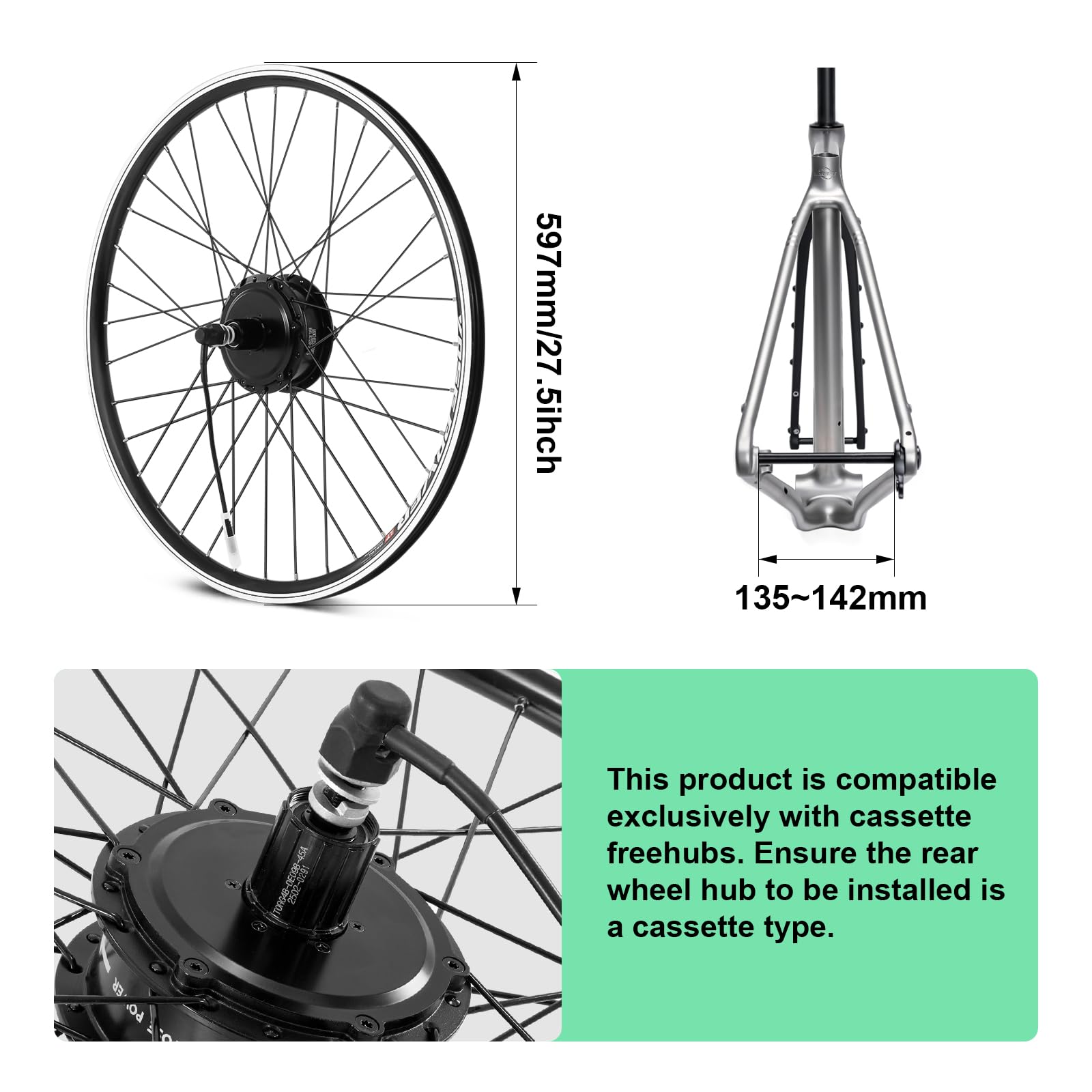 E-Bike Conversion Kit 26" / 27,5" / 28" (700C) Felge mit 250W Drehmoment Motor 36V Samsung Trinkflaschen Batterie Umbausatz Integrierter Torque PAS Sensor