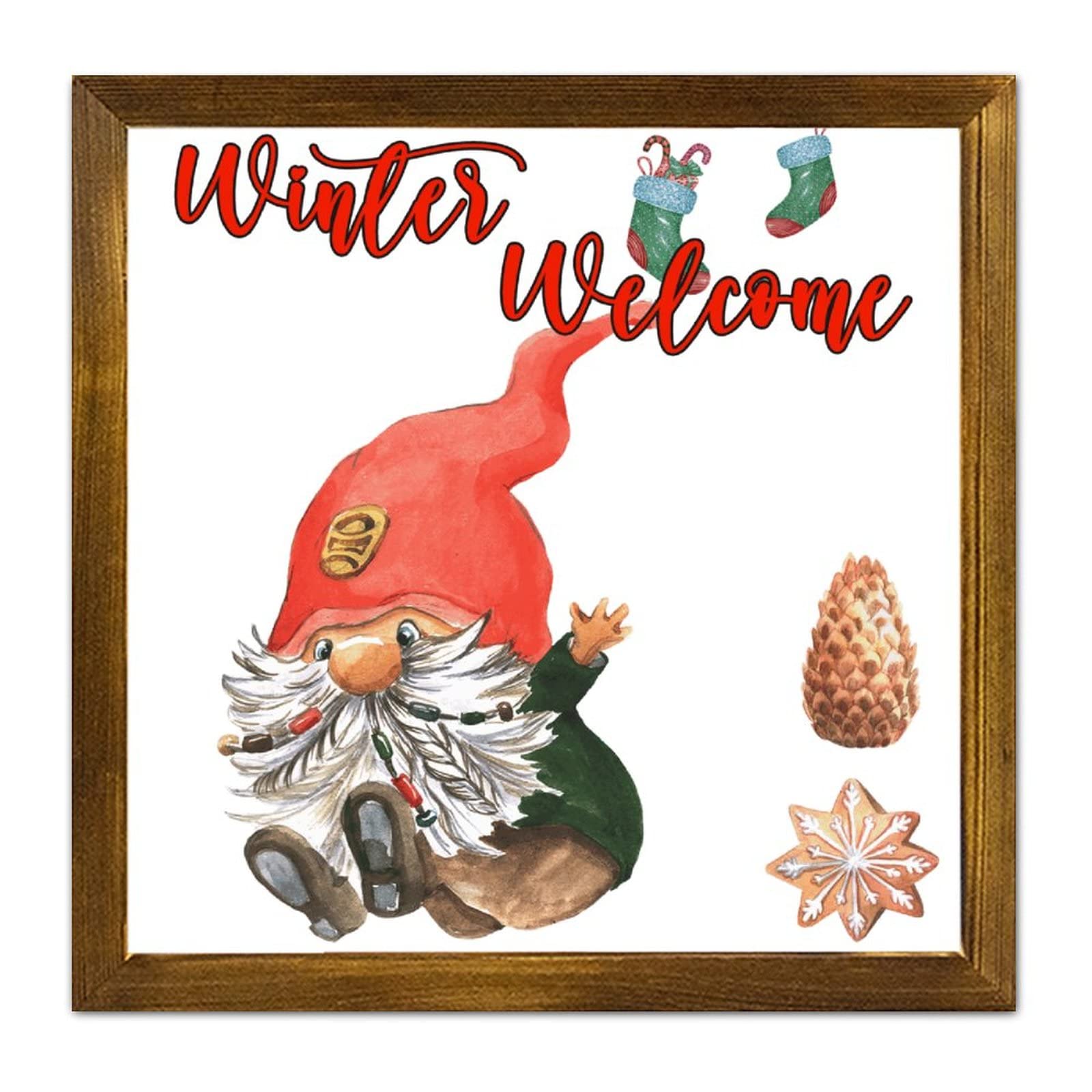 Panneau mural bois Noël gnome bienvenue déco chalet