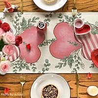 Vista 5 de Artoid Mode Camino de mesa de San Valentín con corazones de eucalipto rosa, decoración de mesa de comedor para decoración de fiesta del hogar, 13 x