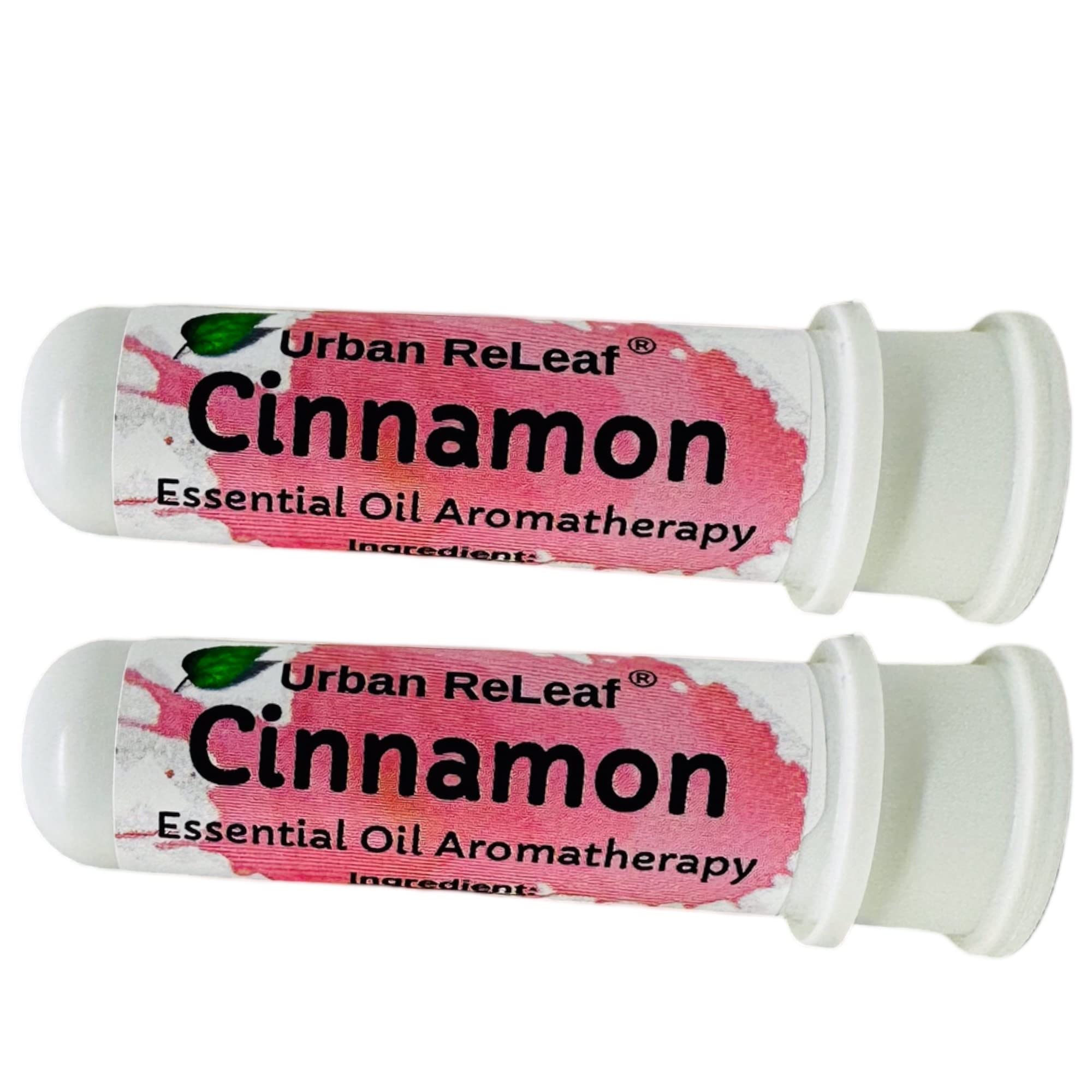 Urban ReLeaf Cinnamon Essential Oil Aromatherapy Nasal Inhalers, Set of 2 — Pure Undiluted Spicy Cinnamon Oil, Easy Open Snap Top. Made in USA. Alcohol-Free. No Mess. Pocket Size.