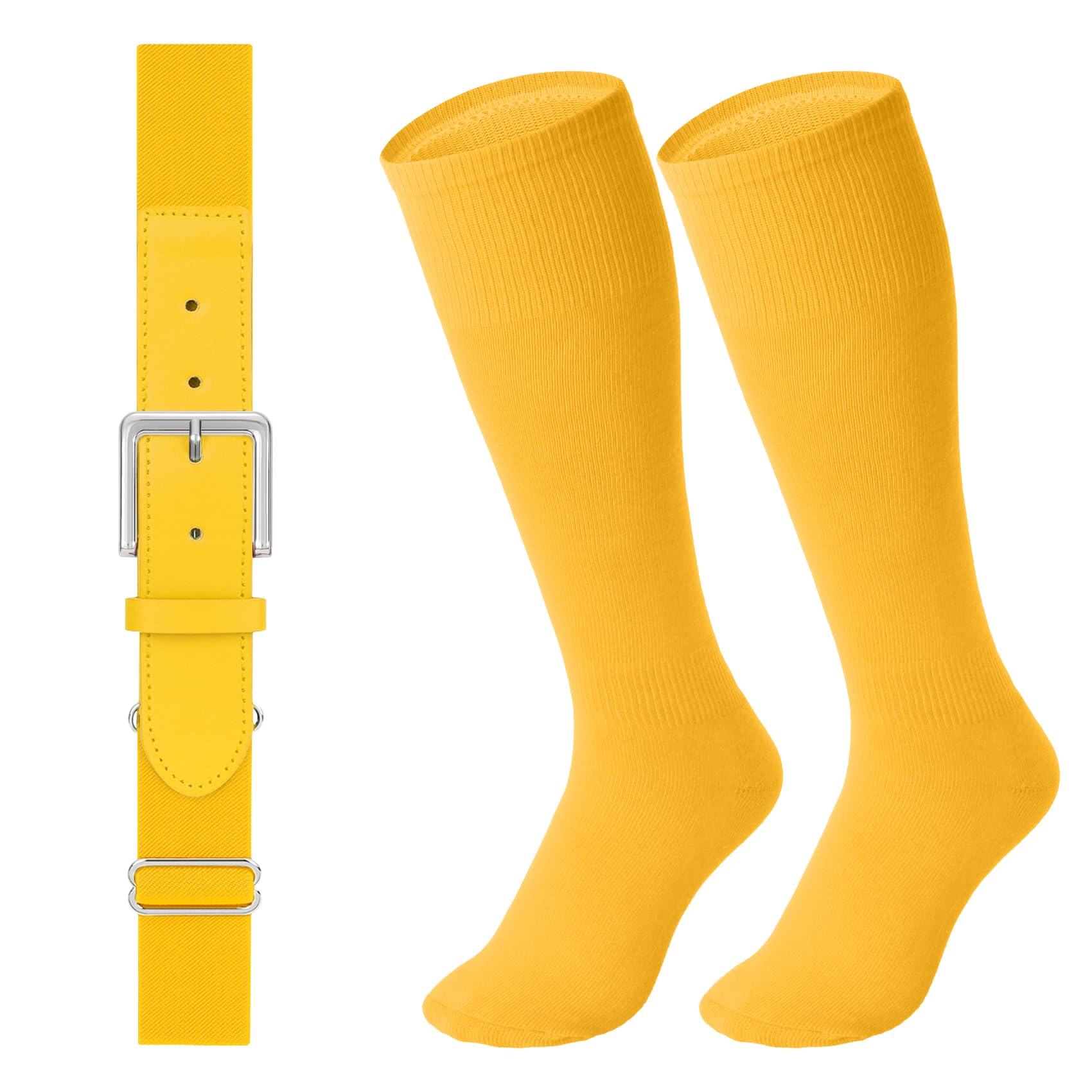 LEACOOLKEY Baseball Belt and Socks Combo Set Adjustable Softball Socks and Elastic Belt for Youth and Adult