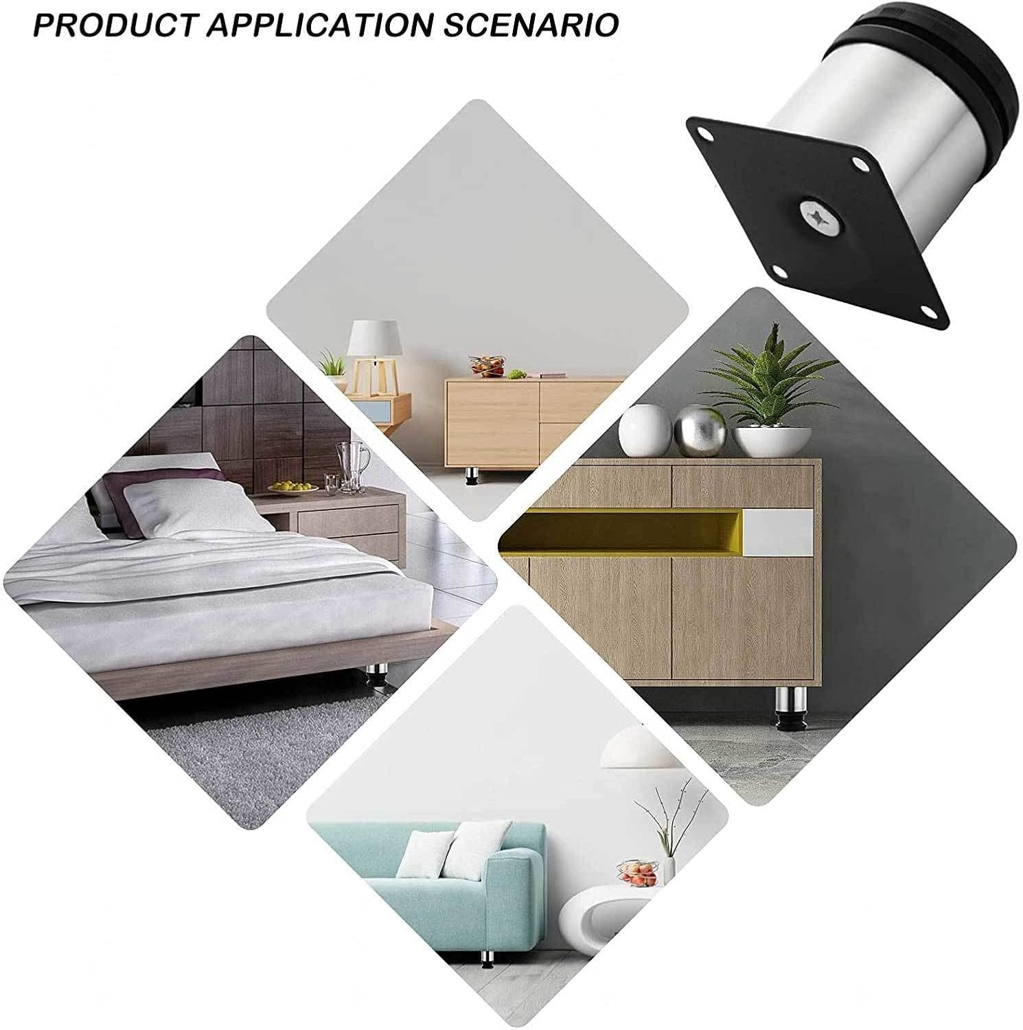 Swivel Adjustable Table Leg X4 Cabinet Legs Furniture Leg Bench Legs Table Legs Round Furniture Leg 0-15mm for DIY Furniture,500mm(19.68in) ()