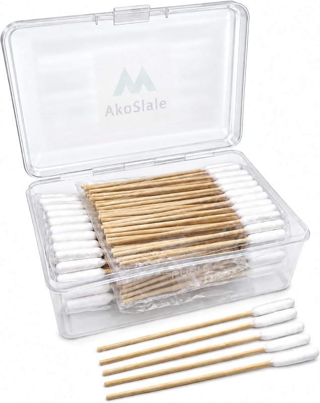 Hastes de Algodão de Bambu para Limpeza Auricular de Cães AkoSlale, 300 unidades, 12 cm
