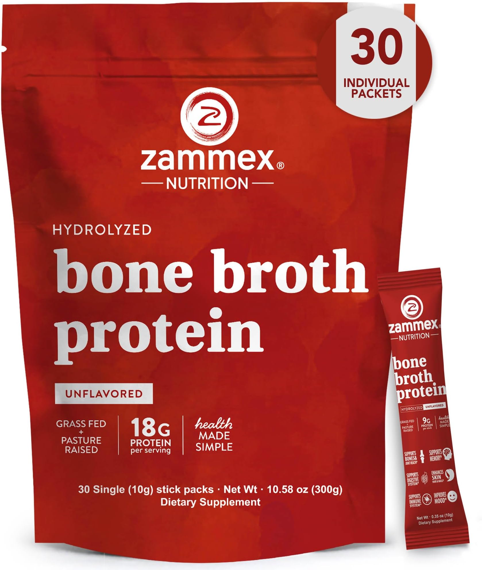 - Bone Broth Packets-18g Collagen Protein-Beef Bone Broth Powder to Go-30 Travel Stick Packets-Supports Skin Nails Joints, Gut Health | Gluten-Free |Keto & Paleo Friendly (15 Servings)