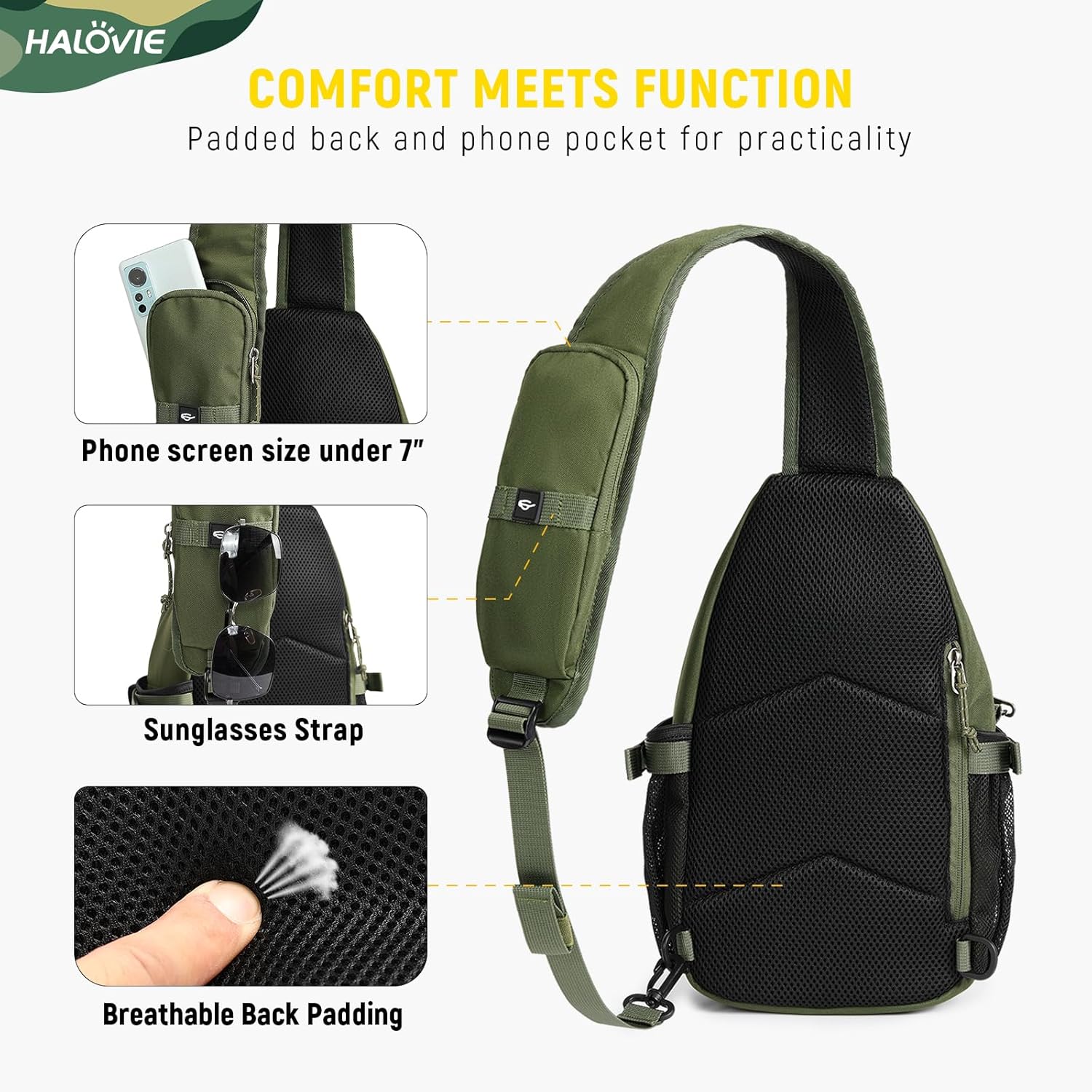 HALOVIE Crossbody Sling Bag Anti Theft RFID Sling Backpack Lightweight Travel Hiking EDC Tactical Chest Shoulder Pack Gift for Men - Image 5