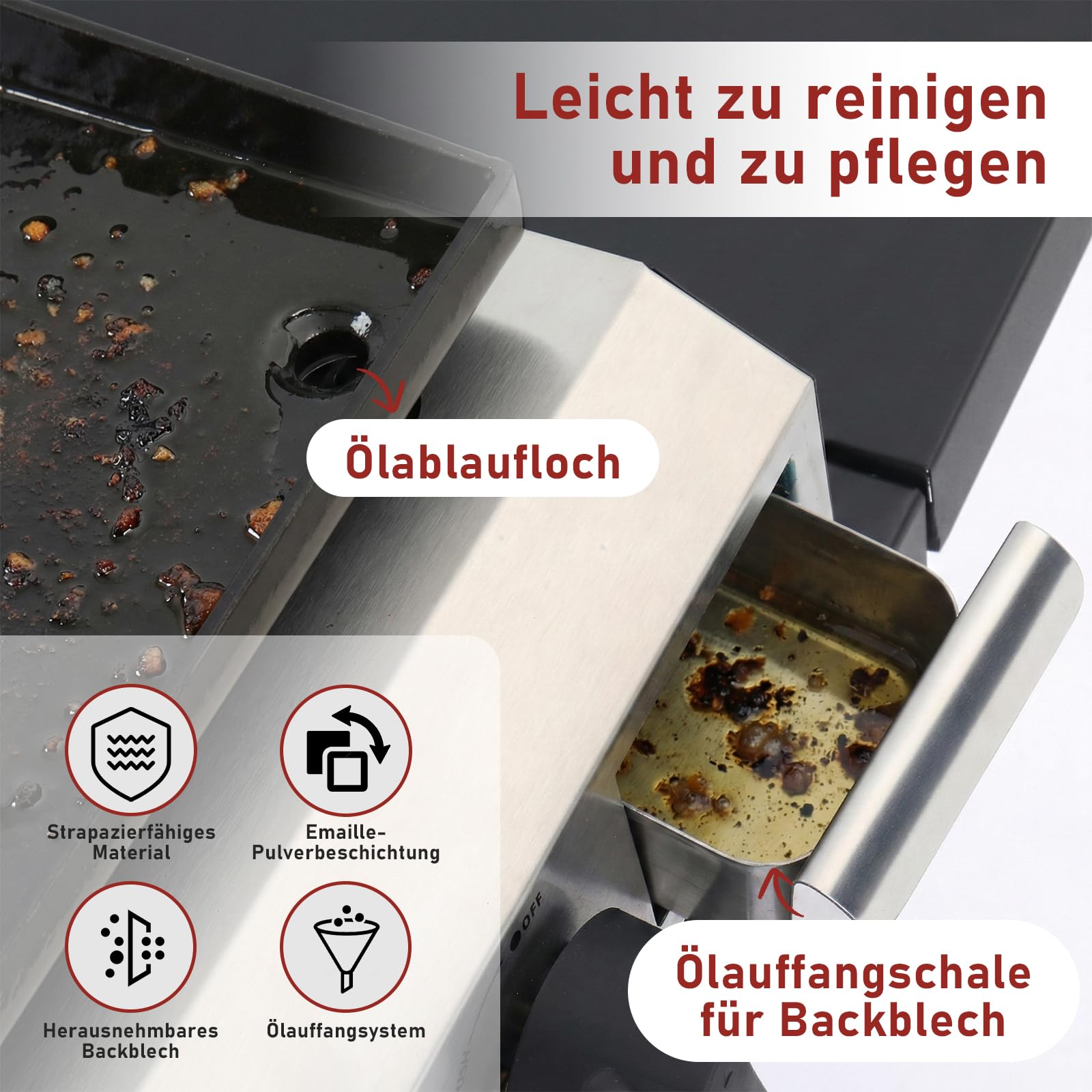 LEADZM Gasgrill Tragbarer 4 Brenner 9.6 kW Grill klappbar, Ausgestattet mit einem Druckminderungsventil - leicht zu verstauen