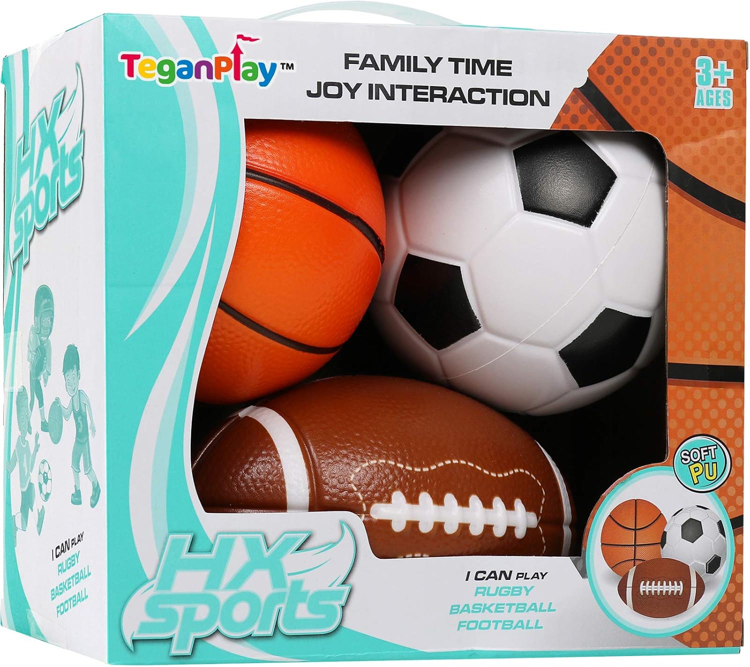 TeganPlay Soft Balls for Toddlers Soccer Ball Basketball and Football 4.5" (Set of 3) : Toys & Games