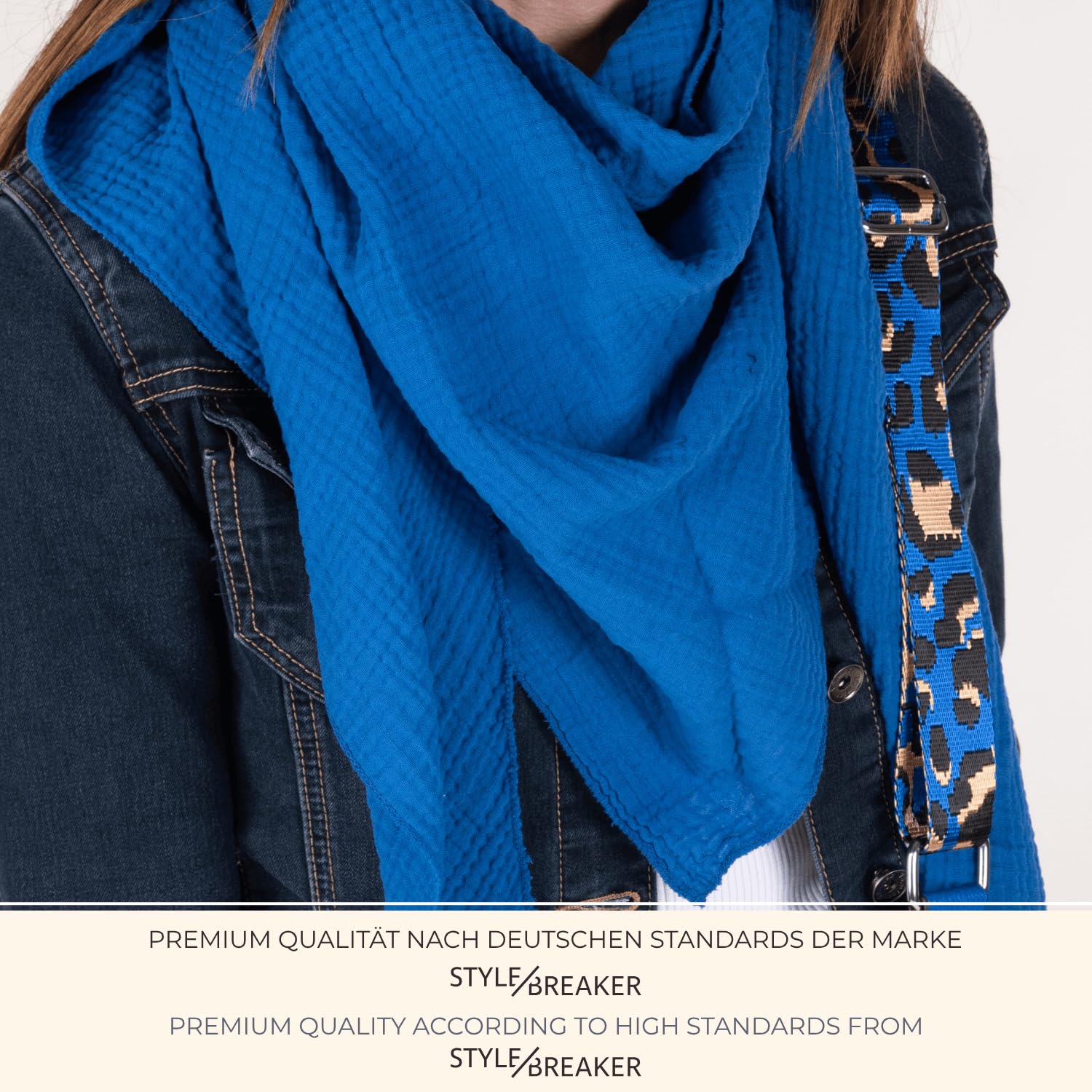 styleBREAKER pañuelo triangular de muselina para mujer hecho de algodón | pañuelo de cuello liso, suave y ligero | pañuelo con estilo para todo el año - Hecho en Italia, 196 x 84 cm