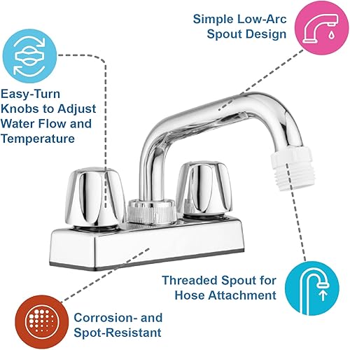 Miniatura 3 de Pacific Bay - Lynden Utility - Grifo para fregadero de lavandería con boquilla giratoria de acero inoxidable - Adaptador de manguera de jardín con