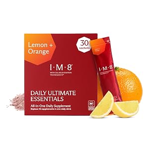 Polvo IM8 Daily Ultimate Essentials, sabor Limón y Naranja, 30 sobres