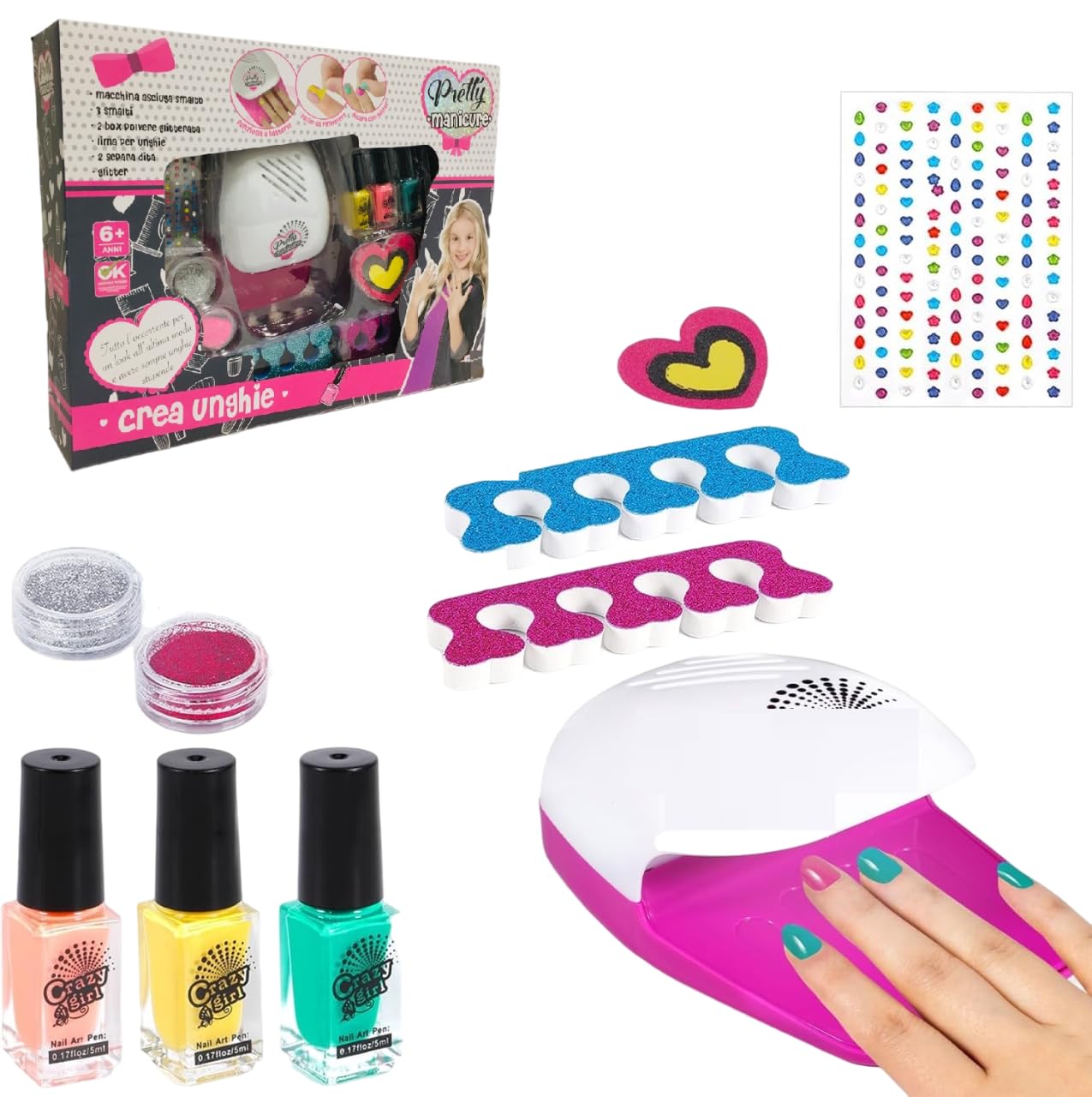 Science4you Kit Manicure Per Bambine 8+ Anni – Crea Smalti Colorati E Adesivi Luminescenti – Set Completo Per Unghie Fai Da Te