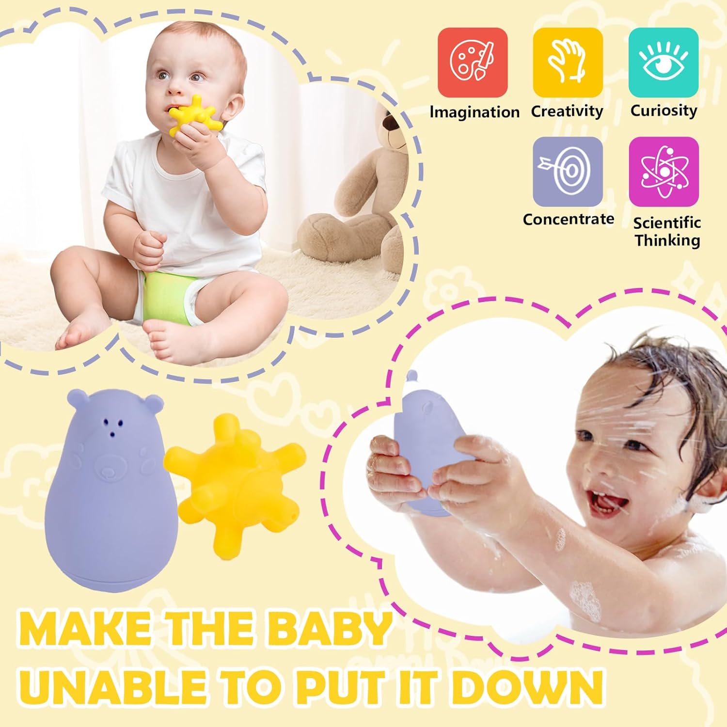 8 in 1 Montessori Toys for Babies 0-6 Month-Baby Tummy Time, Black White Card for Newborns,Rainmaker Rattle for Babies, Tissue Box,Spinning Drum,Ball with Bell-Baby Sensory Developmental Toys