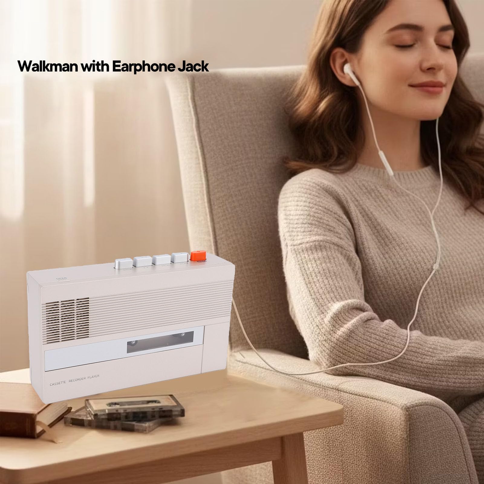 Tragbarer Kassettenspieler, Bluetooth-Kassettenrecorder mit Integriertem Lautsprecher und Kopfhöreranschluss, Kassetten-Digitalkonverter und -Player