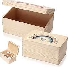 2 Pieces Wooden Box with Lids, Large Wooden Box with Lid, Storage Boxes for Craft Valuables (29 x 19 x 14 cm/26 x 16.5 x 12.5 cm)