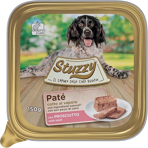 Stuzzy, Cibo Umido per Cani Adulti al Gusto Prosciutto, Paté e Carni...