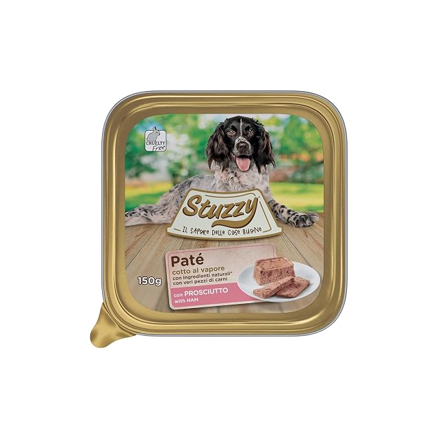 Mister Stuzzy, Comida húmeda para Perros Adultos, Sabor jamón, paté y Carne en trozos