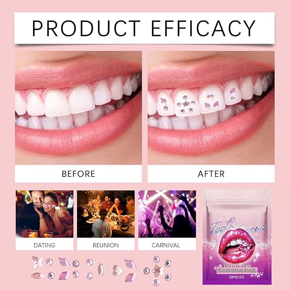 Tooth Gems | Teeth Gems Kit | Crystals Teeth Gems | Long-Lasting Teeth Jewelry Gems | Crystals Tooth Jewelry | Temporary Gem Starter Kit for Shining Smile for All Types of Teeth