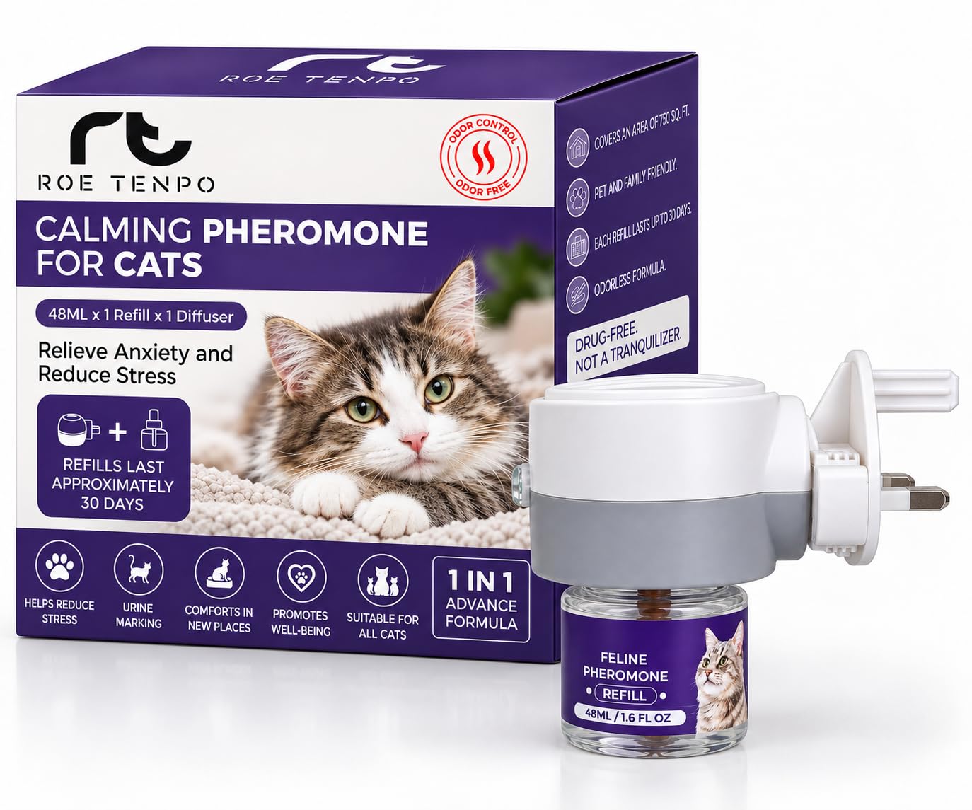 Roe Tenpo Cat Calming Plug In Diffuser Kit, 48ml