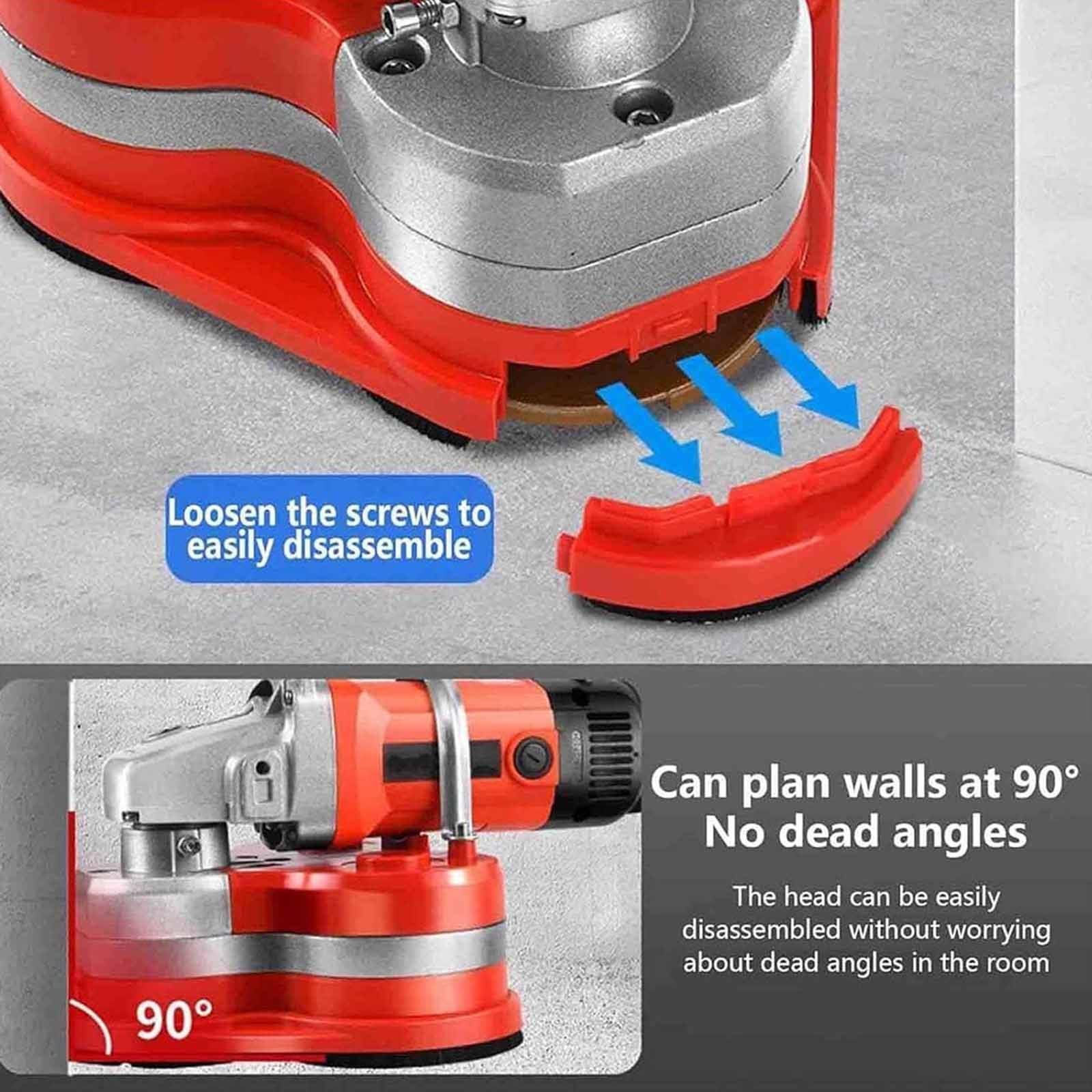 Amoladora y lijadora de hormigón con ruedas de diamante, potencia de 2800 W para suelo y pared, incluye aspiradora de polvo y poste de extensión para un pulido eficiente de rocas, piedras y granito
