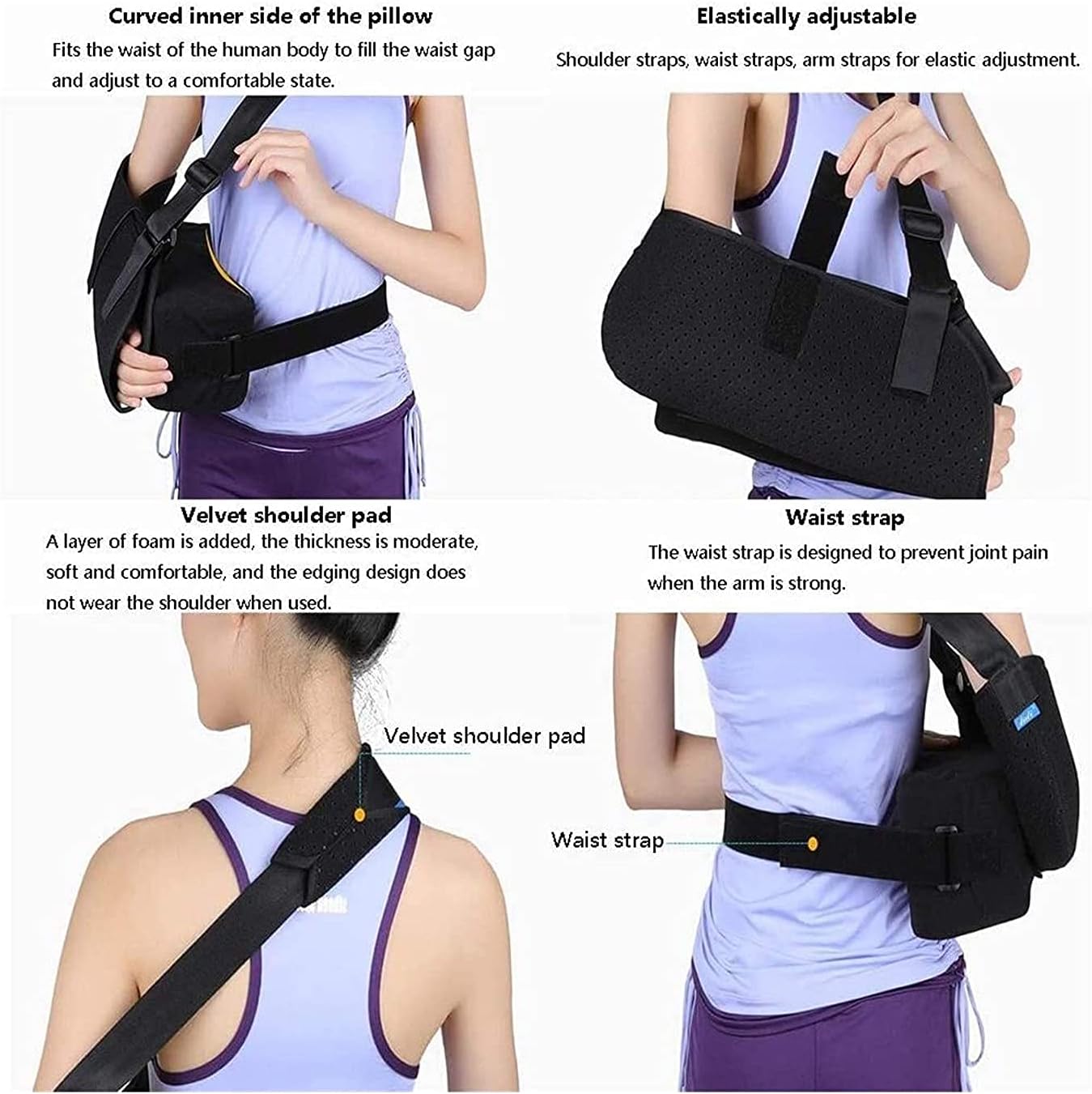 Medical Arm Sling Shoulder Immobilizer Rotator Cuff Support Brace Arm Slings with Abduction Pillow Adjustable Shoulder Abduction Sling Portable Elbow Braces for Left or Ri