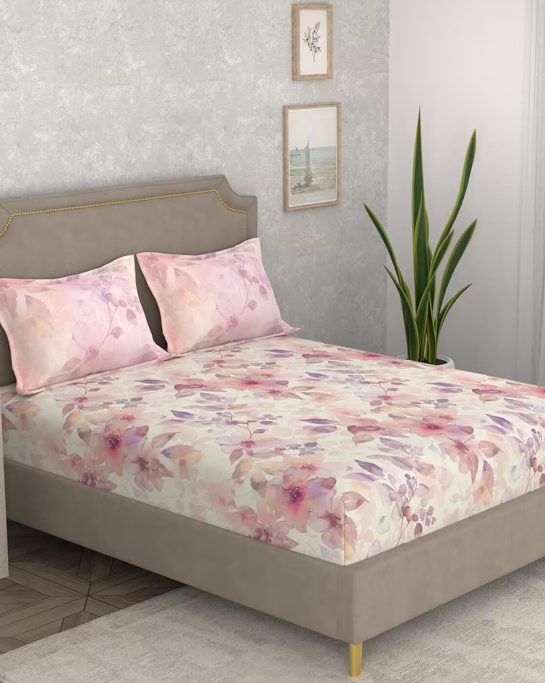 Portico New York Super King Size Flat Bedsheet with 2 Pillow Covers Facets (Multicolor 7)-image-4
