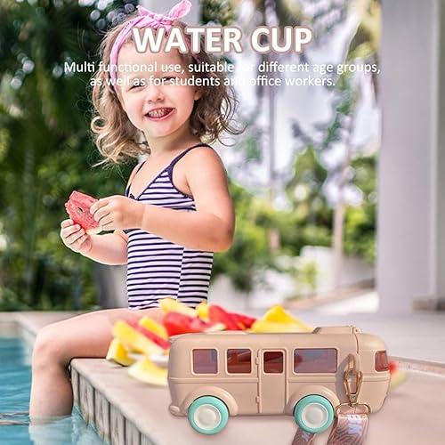 Miniatura 6 de Taza de agua con pajita para automóvil, botella de agua de autobús con ruedas, taza de agua portátil en forma de autobús, botella de agua de verano