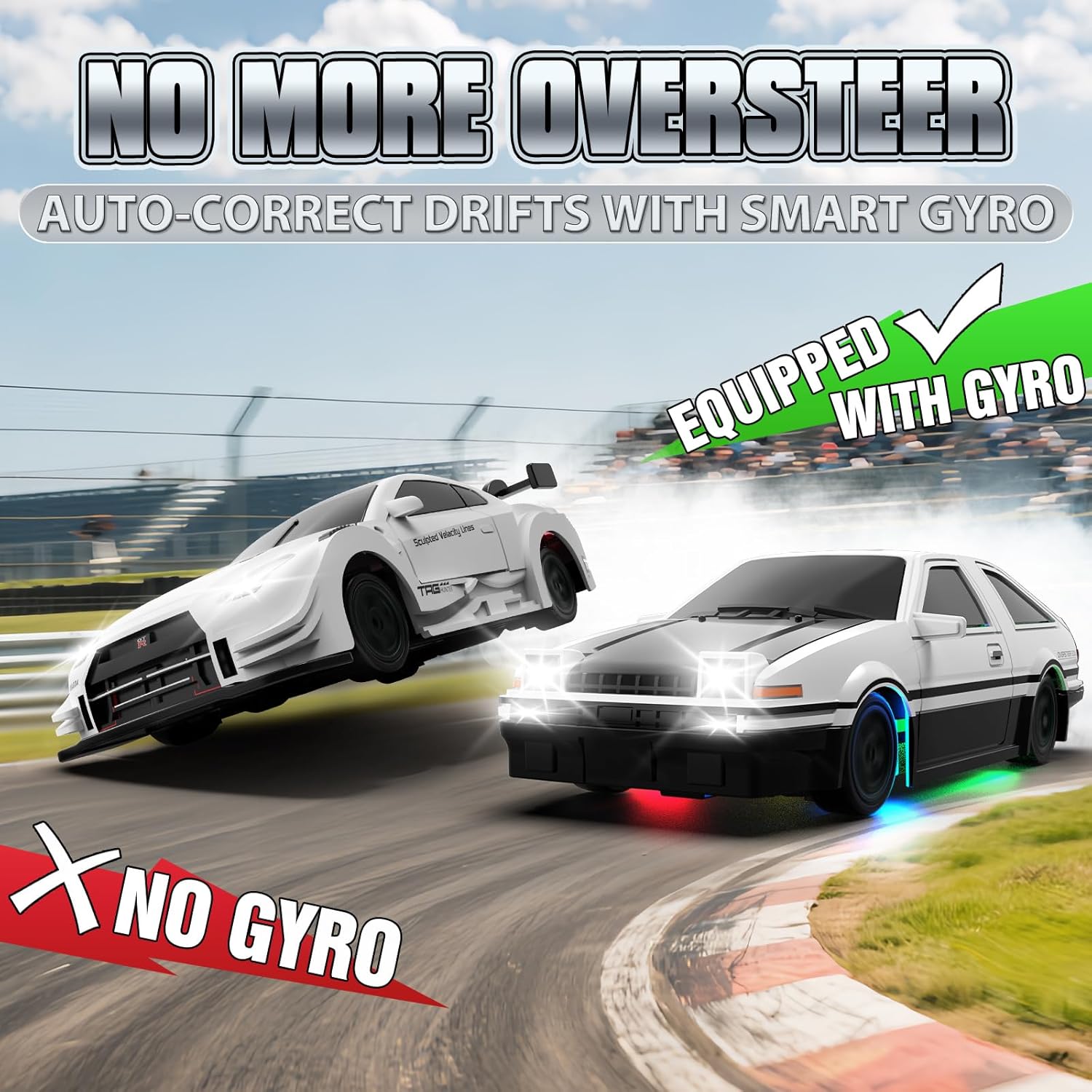 RC Drift Car, 1/43 Mini RC Drift Car with Gyro, 2.4GHz Full Proportional Control, 20KM/H 4WD High Speed Remote Control Alloy, LED Lights & Drift Tires, Toys Gift for Adults, Boys and Girls
