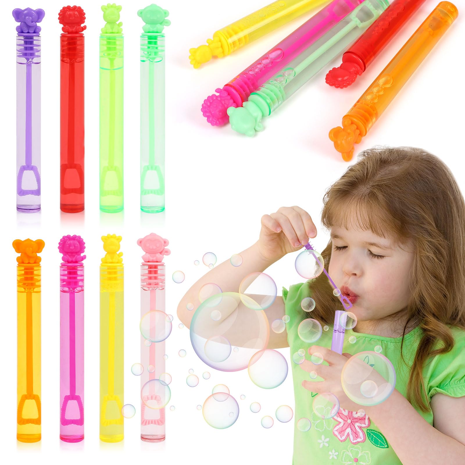 CCINEE 40pcs Mini Safari Aniaml Bubble Wands, Cute Zoo Bubbles Party Favors Bulk Jungle Bubble Sticks Toys for Birthday Safari Party Gifts School Rewards Candy Bag Stuff
