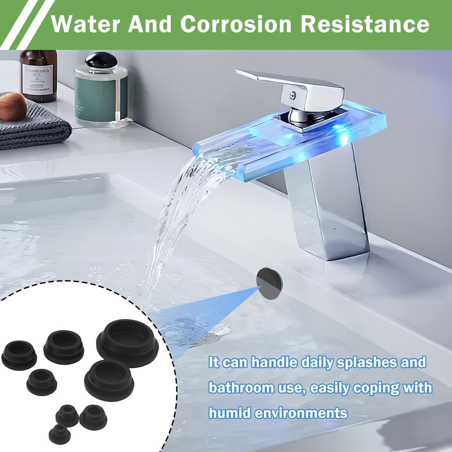 125PCS Black Rubber Hole Plugs for Round Holes Silicone Plugs, 8 Sizes 1" 3/4" 5/8" 1/2" 3/8" 5/16" 1/4" 1/5" Assorted Rubber Holes Plug for Furniture