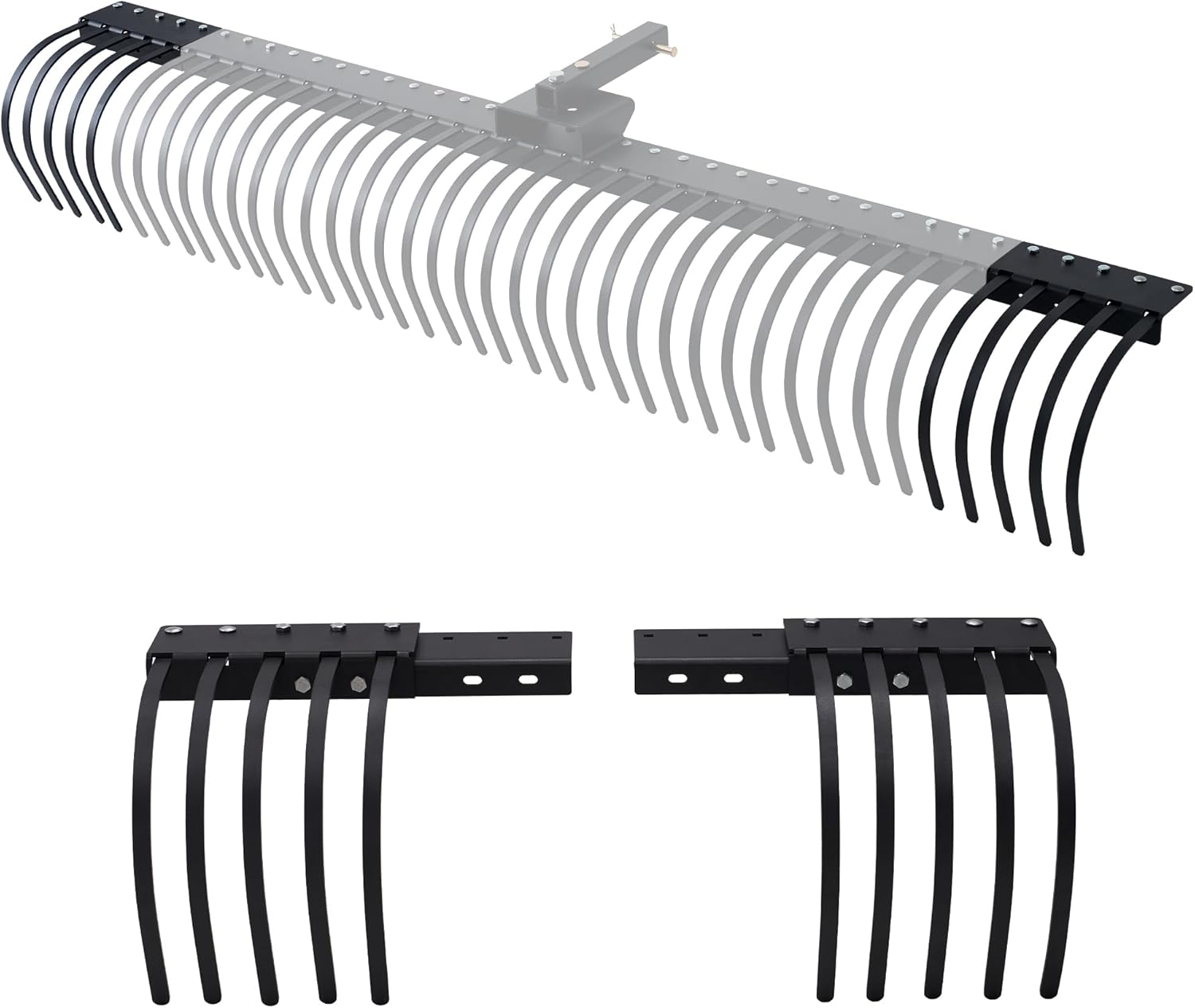 SPECRAFT Tow Behind Landscape Rake Extension Kit, 2 Pack Width Expander with Heavy Duty Steel Tines, Increases Working Width for ATV, Tractor Rakes