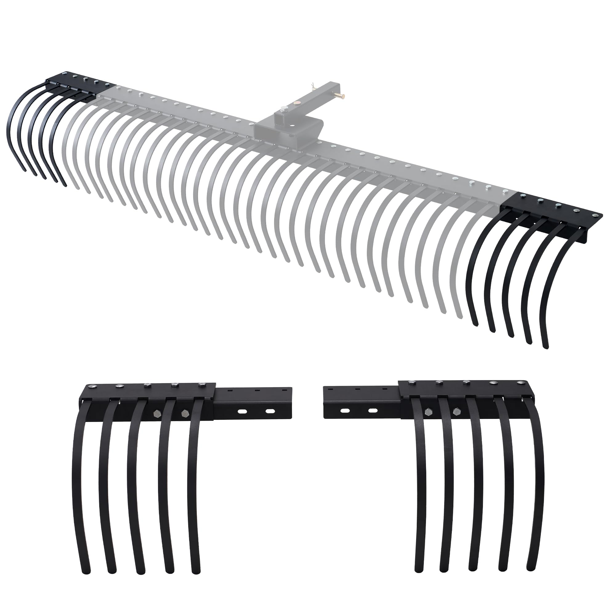 60 72 Pollici racke di Estensione del rake, 2 Pack Larghezza espansore con 10 Pneumatici in Acciaio Resistente, aggiunge 24 Pollici per ATV Tractor Detris Clearing