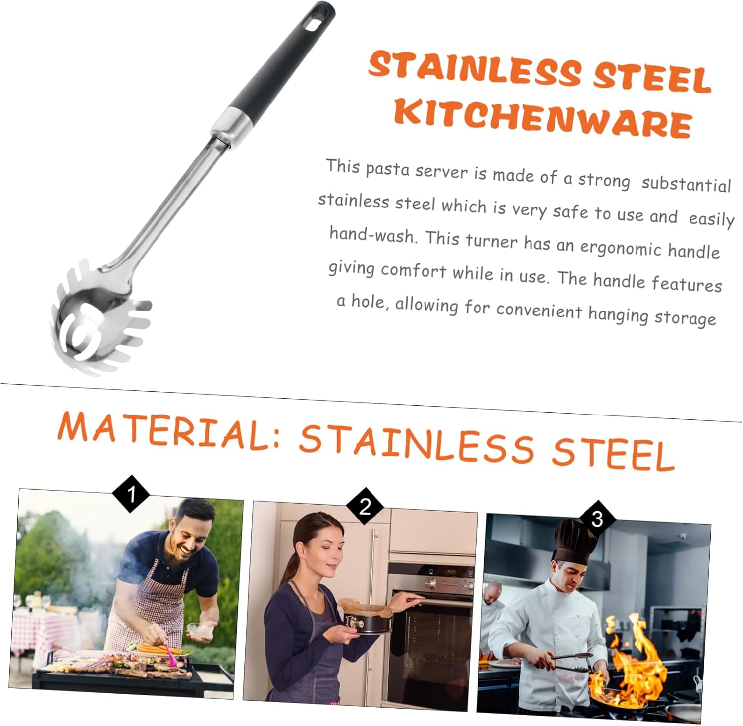 Ergonomic Handle Stainless Steel Kitchen Utensils Kitchenware Colander for Kitchen Random Color