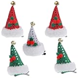 Mini Santa Hat Hair Clip 5pcs Sequin Christmas Hat Hair Barrettes Bell Elf Party Hat Hair Clip for Women Girls