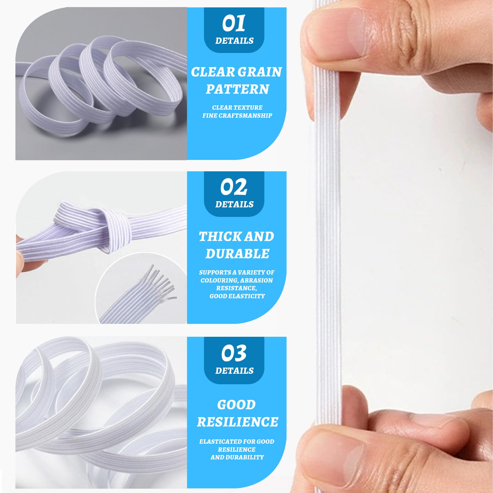 Elastique Couture 10mm Bande Élastique à Coudre 10m X 4cm - Blanc - Polyester Accessoire Couture