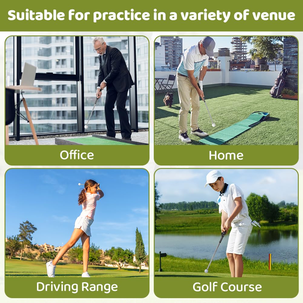 flintronic Attrezzo Retrattile per Allenamento Swing da Golf, Ausili per L'Allenamento del Golf, Rimbalzo Automatico Putter, Portatile Accessori da Golfs, Ideale per Principianti e Formazione