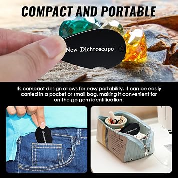 Premium Dichroscope for Gemstone Pleochroism Analysis - High-Grade Aluminum Body, 2cm Lens, Lightweight, Durable, Ergonomic Design, Black