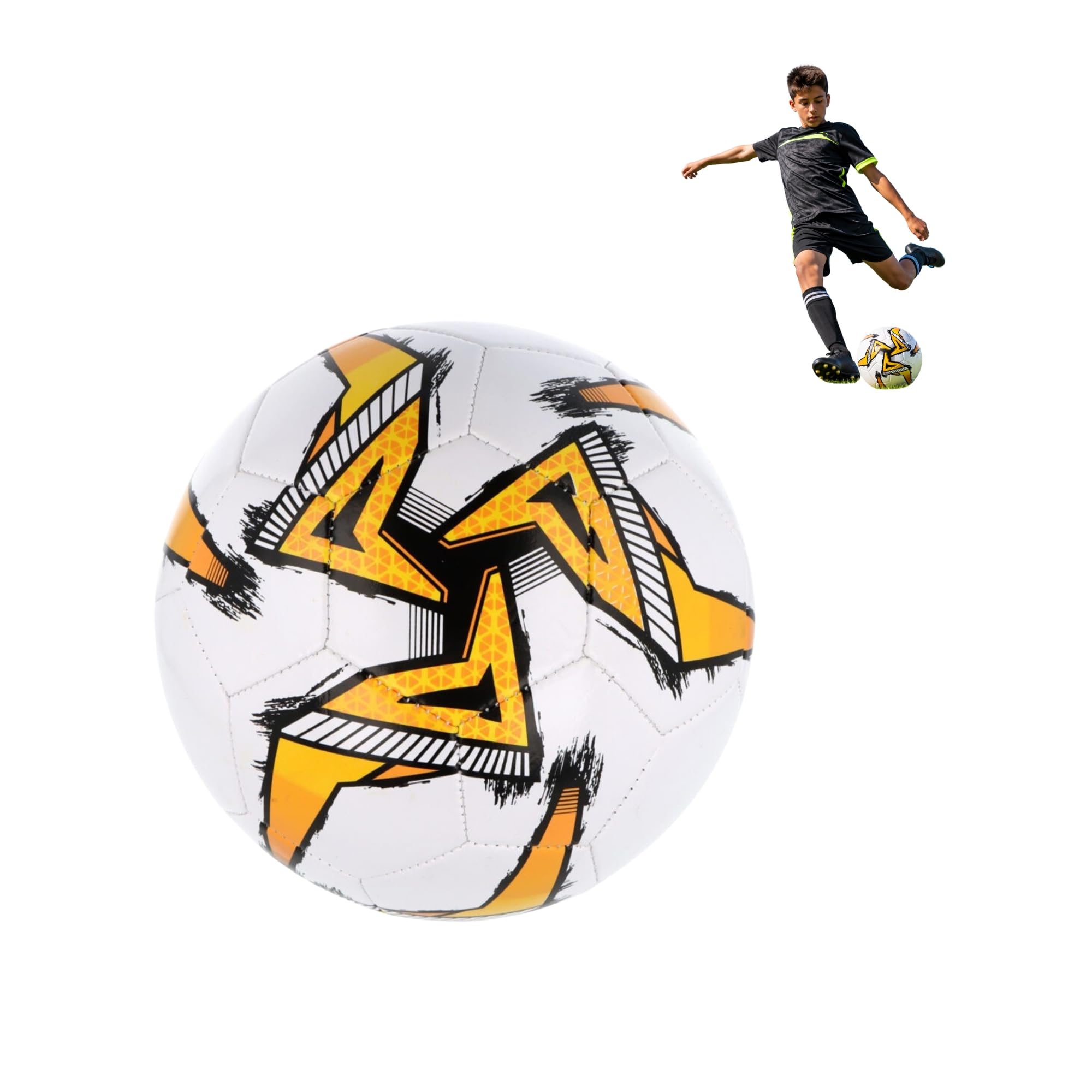 SRV Hub White & Yellow Size 5 Football, 32 Panel Soccer Ball, Ready to Play, Outdoor Training Football for Match Practice, School PE, Garden Games & Sports Activities โ image 1