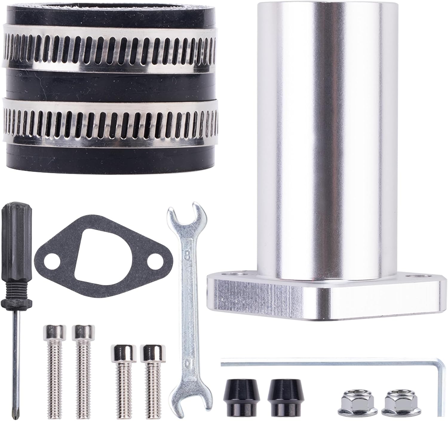 Universal Intake Pipe Manifold (WHITE) and Motorcycle Carburetor Intake Manifold Interface Inlet Pipe（BLACK 35mm） for PWK24 Carburetor Coleman BT200X CT200U-ex Predator 196cc 212cc 6.5hp GX200…