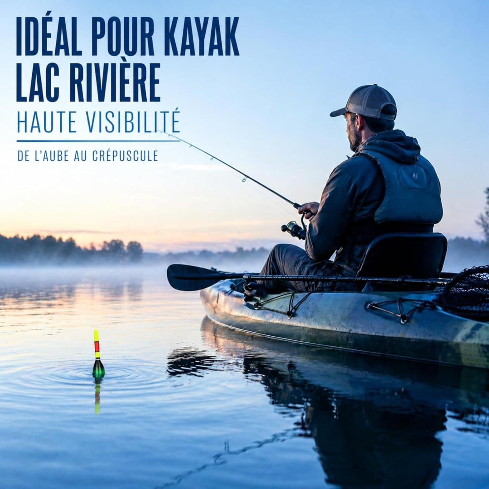 Ligne De Pêche Pré-montée 100m Avec Flotteur Auto-réglable – Bobber Fluorescent Changeant De Couleur, Eau Douce/salée
